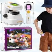 UQN Microscope for Kids 8-12 , 2-in-1 Science Kit Handheld and Fixed Kids Pocket Microscope, Portable Digital Microscope with LED, STEM Microscope Kit Toys Gifts for Boys Girls 5-7