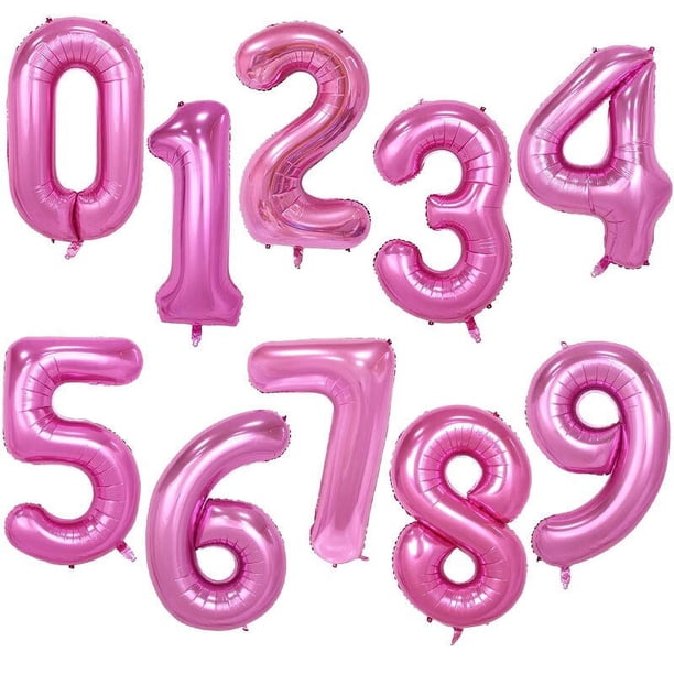 Globos de aluminio con números para niños y adultos, globo de helio con figuras de Números de Oro rosa y plata, decoración de cumpleaños y boda, suministros para fiestas, 32/40 pulgadas