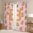 thumbnail image 2 of Manfei Sweet Capybara Blackout Curtains Set of 2 (52x84 Each),Cartoon Letter B Curtain,Pink Brown, 2 of 7