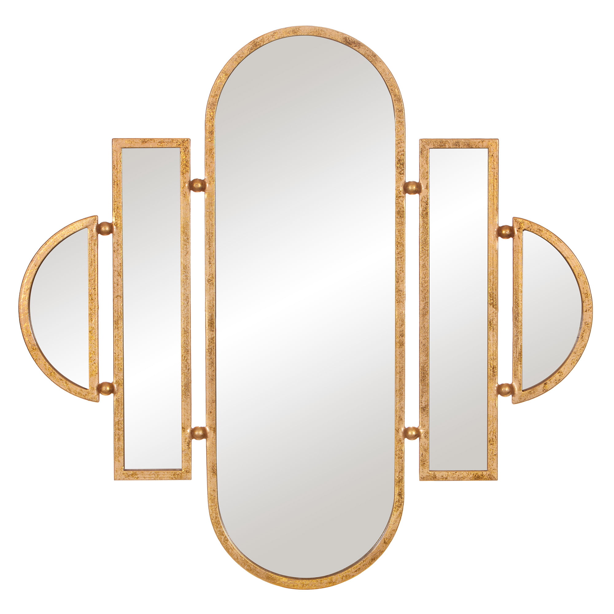 Patton Wall Decor Geometric Oval Vanity Wall Mirror, Antique Gold, 30