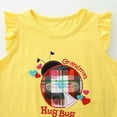 thumbnail image 4 of Girls 2 Pieces Outfits for Summer Crop Tops and Shorts Set Trendy Cartoon Print Round Neck Cute 2 Piece Outfits Yellow,2Y, 4 of 5