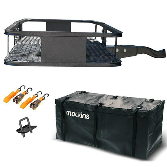 Mockins Transporteur de Cargaison à Montage d'Attelage Arrière 60 x 20 x 6 Pouces avec Sac, Stabilisateur et Sangles