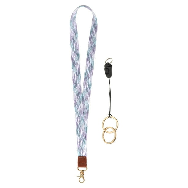 Correa elástica Uxcell para llaves, correa de cuello para llavero para mujeres y hombres, correa larga para tarjeta de identificación, billetera, teléfono, Rosa Azul Púrpura
