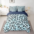 thumbnail image 2 of Castle Fairy Boys Girls Leopard Print Bedding Comforter Set,Black Blue Queen Bedding Sets, 2 of 8