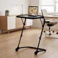 thumbnail image 1 of Homy Casa 1-Piece 21.26'' Folding Tray Table, Adjustable Height Side Table with Cup Holder for Sofa Bed, Black, 1 of 10