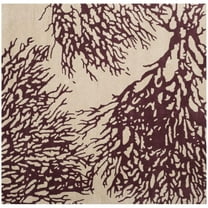 SAFAVIEH Bella Pascal Floral Wool Area Rug, Beige/Purple, 5' x 5' Square