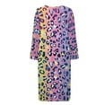 thumbnail image 6 of FOR U DESIGNS Leopard Pink Pattern Womens Nightgown Soft Long Sleeve Duster Robe Zip Up Elastic Fabric Robes for Women Sleep Dress House Dress with Pockets, XL, 6 of 8