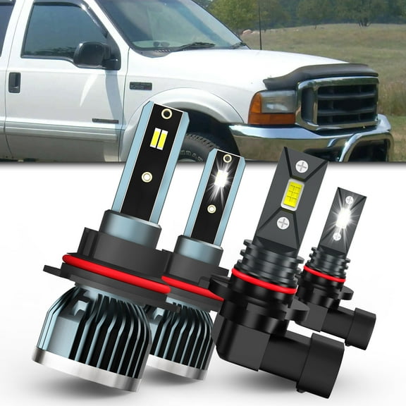 LECCIBUB LED Headlight Bulbs License Plate Lights Compatible With Ford F250 Super Duty 1999-2004,9007 High Low Beam  9145 Fog Lights License Plate Lights, 6500K White Light, Pack of 6