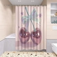 thumbnail image 6 of 4-Piece Bathroom Set with Waterproof Shower Curtain with Non-Slip Bath Mat, U-Shaped Mat & Toilet Lid Cover Pink Large Cherries, 6 of 8
