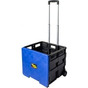 dbest products Quik Cart Wheeled Rolling Crate Teacher Utility with seat Heavy Duty Collapsible Basket with Handle, Blue