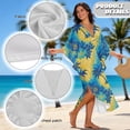 thumbnail image 6 of Xoenoiee Tropical Hibiscus Palm Tree Print Women's V-Neck Kaftan Plus Size Moo Moo Dresses, Casual Maxi Beach Dress Mumu Caftan Cover Up for Tropical Vacation, 6 of 7