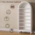 thumbnail image 7 of FANRAL 7 Tier Arched Bookshelf with 3 Adjustable Shelves, Modern Farmhouse Tall Storage Shelf for Living Room Entryway Office ,White Bookcase, 7 of 7