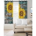 thumbnail image 2 of Yellow Sunflowers Vintage Blackout Curtains, Light Blocking Print Window Curtains, Turquoise Gradient Wooden Grain Thermal Insulated Window Drapes for Living Room 2 Panels, 84"W x 63"L, 2 of 9