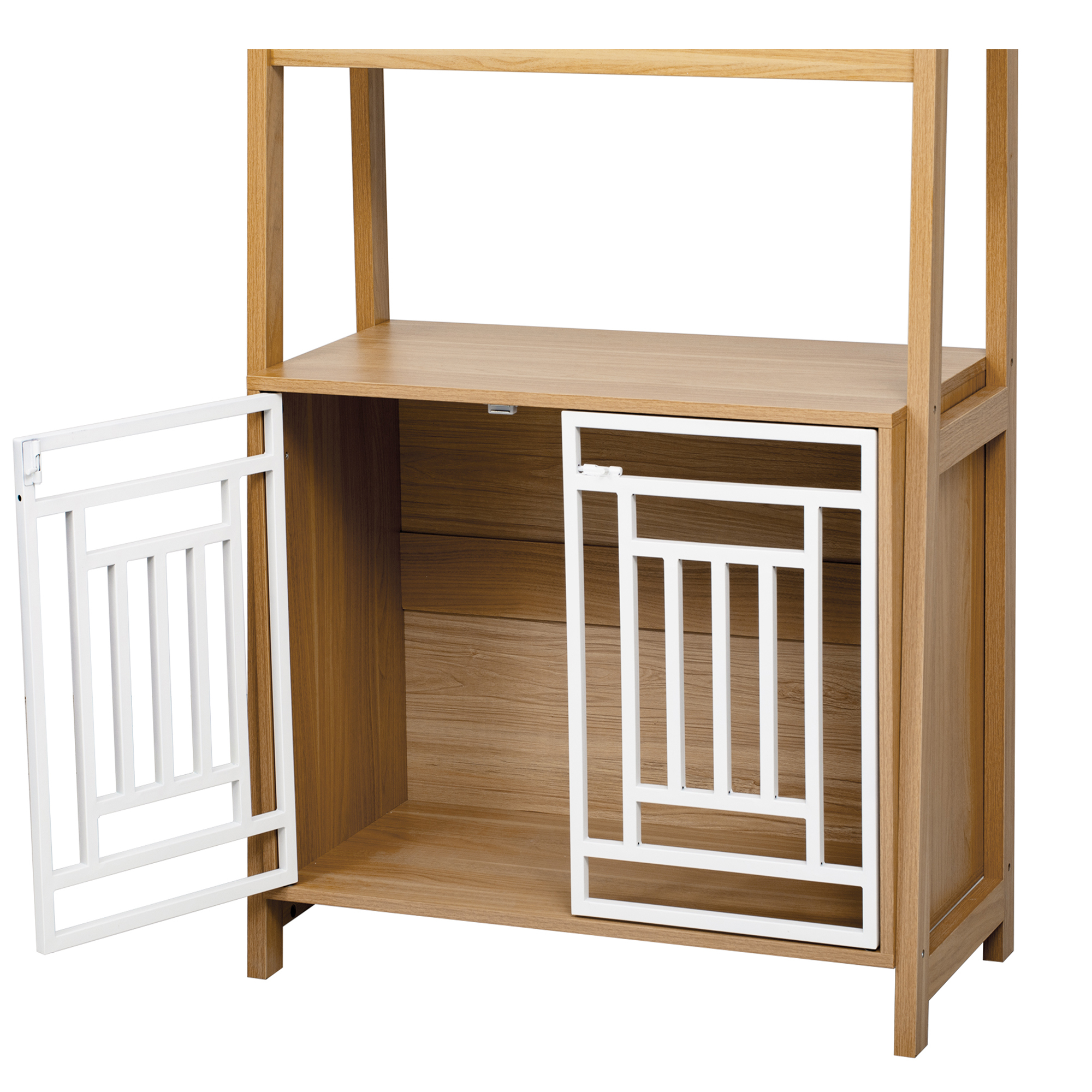 Jopath Modern 2 IN 1 Dog Furniture Dog Crate Ladder Bookshelf, Tall Wood Display Shelf with Storage, Dog Kennel Bookcase for Small-sized Dogs up to 50lbs, 32.5"L