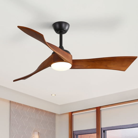 Sofucor 52 Inch Black Modern LED Ceiling Fans with Light Remote Control