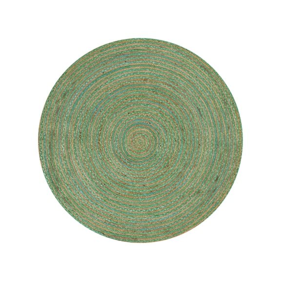 Rugsotic Carpets Hand Braided Cotton & Jute 3'x3' Round Area Rug Contemporary Green DCJ111