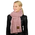 thumbnail image 2 of C.C Women's Ultra Soft Chenille Ribbed Thick Warm Knit Shawl Wrap Scarf-Rose, 2 of 4