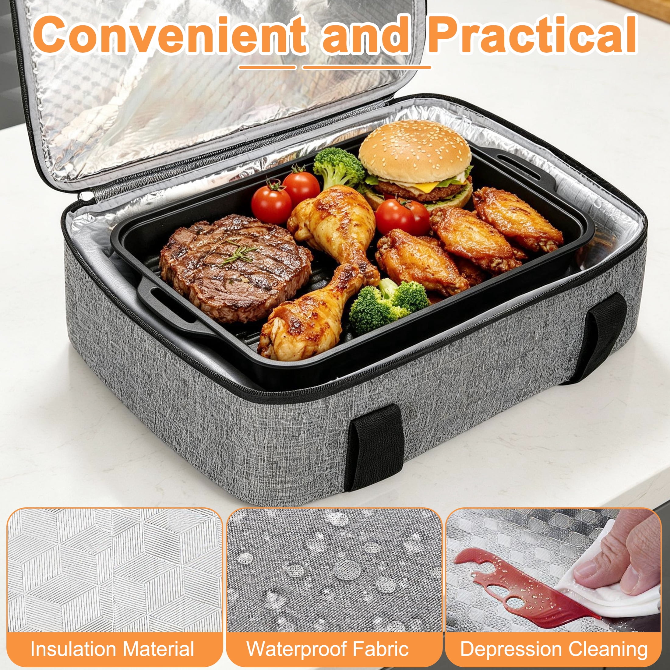 Insulated Casserole Carrier, Large Thermal Food Carrier Bag for Hot or Cold Food, Fits 9"x13" to 11"x15" Baking Dishes, Casserole Bag with Lid and Easy Carrying, Food Warmer Bag for Party/Picnic