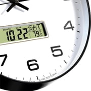 TIMESS 12 Silent Wall Clock with Date Display, Battery Operated Non-Ticking Analog Clock for Living Room, Kitchen, Black