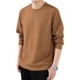 thumbnail image 5 of Lohuatrd Men Fall Spring Top Solid Color Round Neck Long Sleeve Loose Thick Soft Pullover Casual Mid Length Simple Style Elastic Men Sweatshirt, 5 of 8