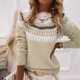 thumbnail image 5 of Edvintorg Womens Sweater Plus Size Fashion Crew Neck Casual Pullover Top Long Sleeve Loose Knit Sweaters Women's Clothes S-3XL Khaki, 5 of 7