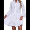 thumbnail image 3 of Vestido Bohemio de Encaje con Bordado de Ojales para Mujer, Escote en V, Mangas Acampanadas, Corte Holgado, 2025 M, 3 of 10