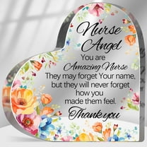 Thank You Gifts for Nurse, Appreciation Keepsake Gifts for Nurse Coworker, Retirement Birthday Gifts for Nurse Men Women Acrylic Heart, Desk Home Decor Nurse Angel Sign Plaque