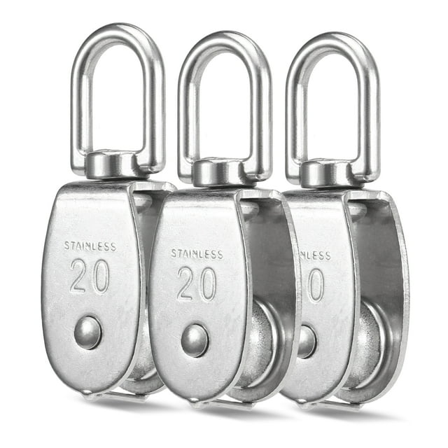 Graflsoa 360° Rotating Stainless Steel Swivel Pulley Set - M20, Heavy-Duty Load Bearing Up to 75kg, 3-Piece Kit