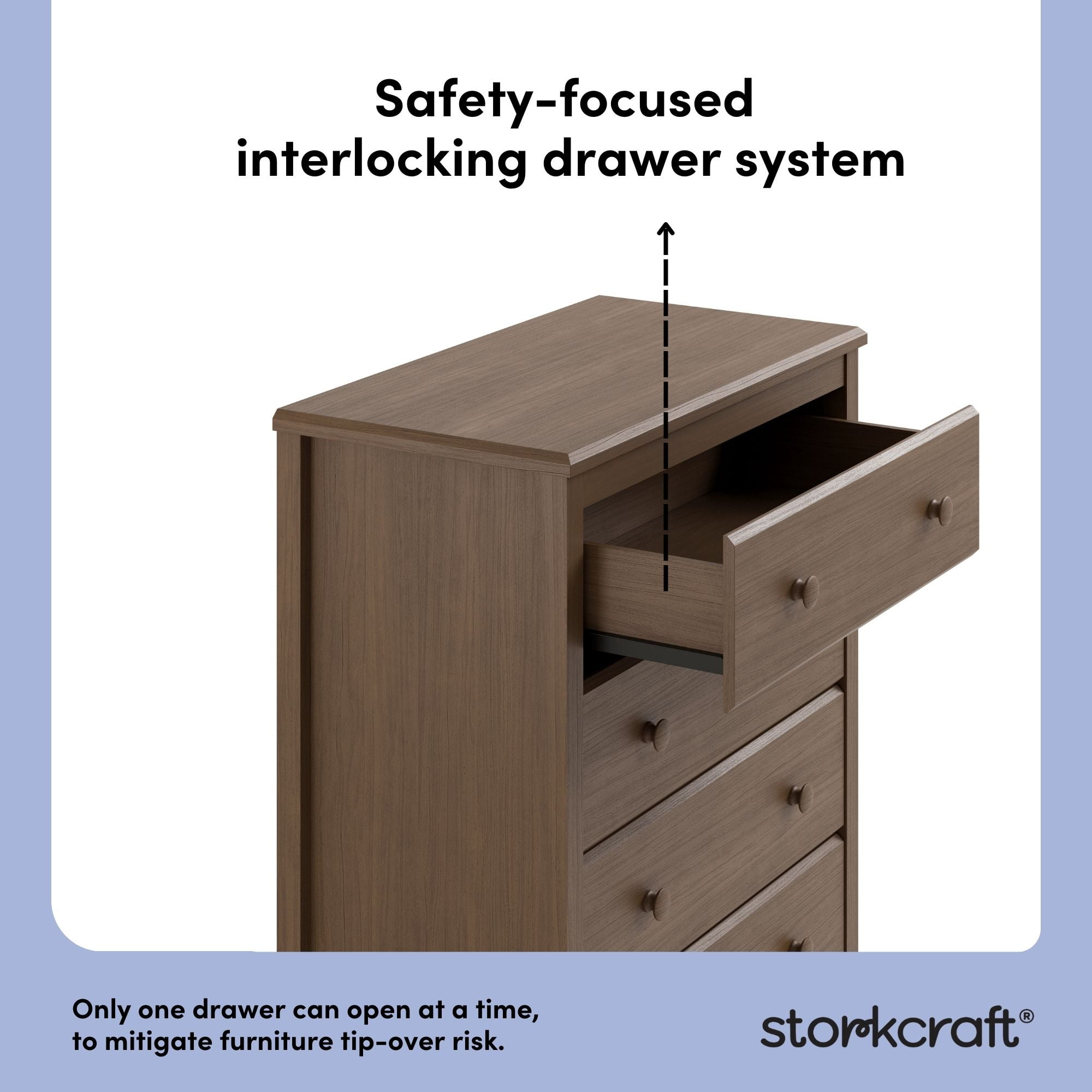 Storkcraft Alpine 4 Drawer Nursery Dresser, Hazelnut