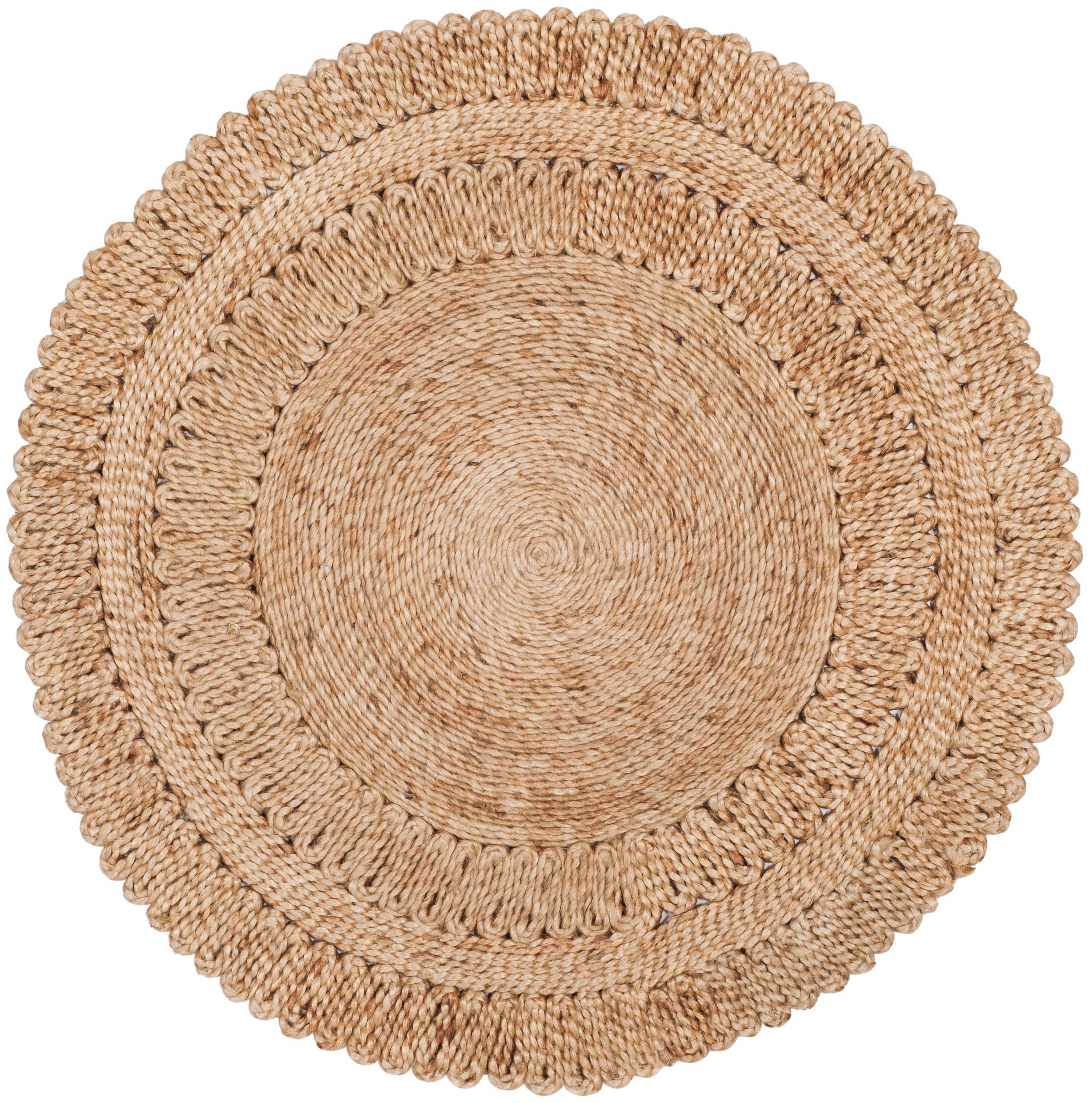 SAFAVIEH Natural Fiber Rodina Geometric Braided Jute Area Rug, Natural, 3' x 3' Round
