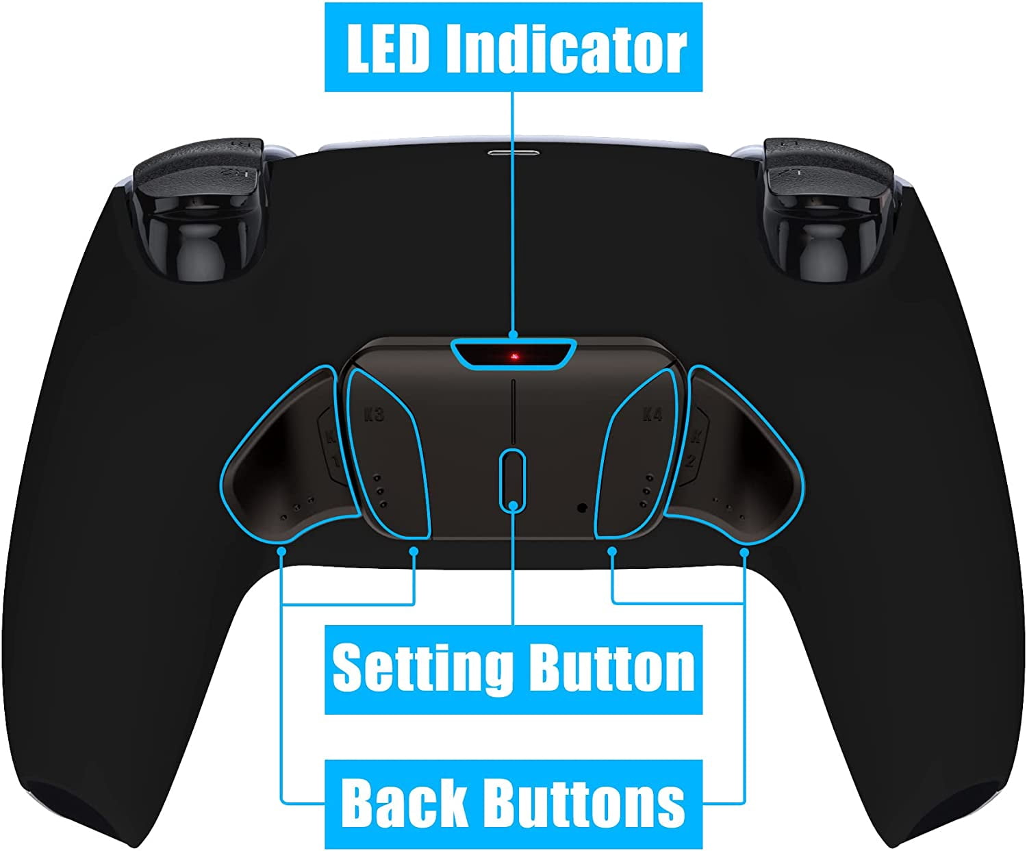 eXtremeRate Black RISE4 Remap Kit Upgrade Board & Redesigned Back Shell & 4 Back Buttons for ps5 Controller BDM-030/040