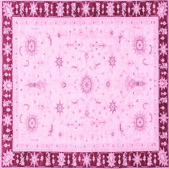 Ahgly Company Indoor Square Abstract Pink Modern Area Rugs, 5' Square