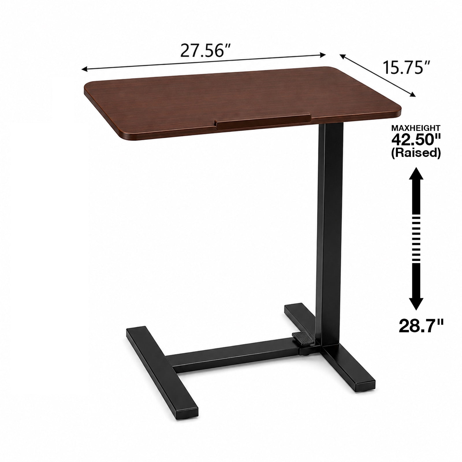 Alvantor Adjustable Bedside Table with Wheels, Overbed Table Portable Standing Cart & Laptop Desk with Adjustable Height and Inclination, Suitable for Bed, Couch, Wheelchair