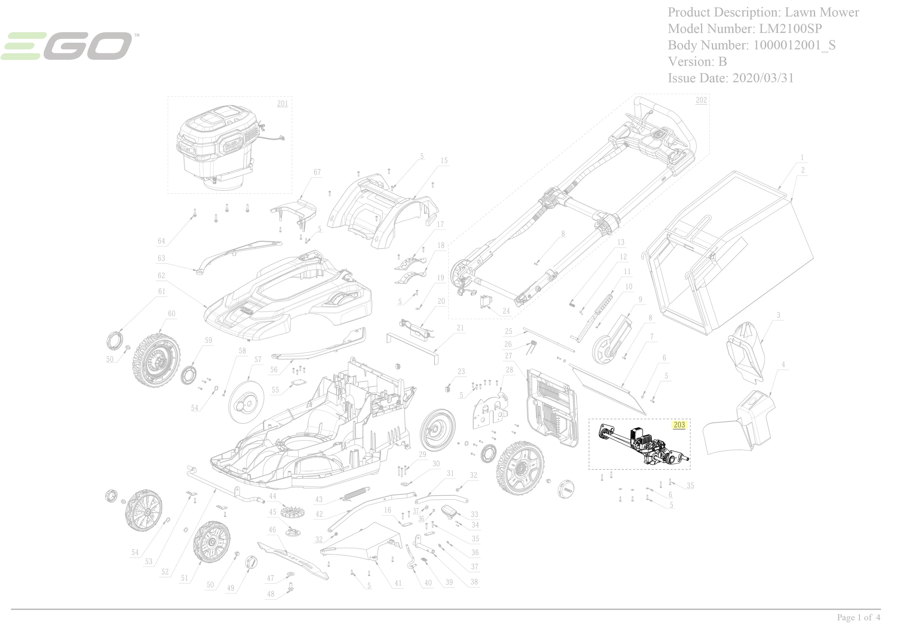 EGO Power+ Genuine OEM Self-Propelled Unit for LM2100SP Lawn Mower - 2825258001