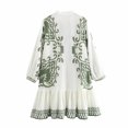 thumbnail image 6 of Delliss Women's Boho Summer Dress Fashion Print Layered Pleated Bell Sleeve Casual V Neck Flowy Beach Mini Dresses, 6 of 7
