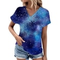 thumbnail image 1 of LUOGENLI T-shirts pour Femme pour Femmes T-Shirt à Manches Courtes pour Femme à Imprimé Étoile Col en V Robe à Boutons Coupe Ample T-Shirt Haut Décontracté Chemise d'Été T-shirts pour Femmes T-shirts Graphiques T-shirts Amusants de la Saint-Valentin Bleu TTTG, 1 of 4