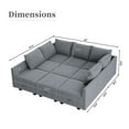 thumbnail image 4 of HONBAY Modern Sectioanl Linen Couch Modular Seating Sofa Bed for Living Room with Storage, Bluish Grey, 4 of 6