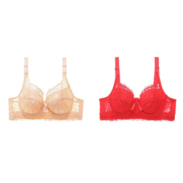 (2-Pack) Rinsvye Womens Lace Bra With Padded Cups Enhancement Push Up Bra For Natural Lift And Comfort Everyday Wear