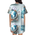 thumbnail image 3 of Picia Let's go Travel Pajamas Sets for Women Soft Short-Sleeved Pjs with Lounge Shorts Two Piece Sleepwear-X-Large, 3 of 9