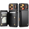thumbnail image 1 of Funda billetera Vinich para iPhone 17 Pro Max de 6,9" con RFID, negra, 1 of 9