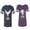 Men Navy / Women Purple, variant on King Queen Eagle Sunny Unisex Couple Matching Cotton Jersey style T-Shirt Contrasting stripes on sleeves (Men Navy / Women Black) (Men S / Women S)