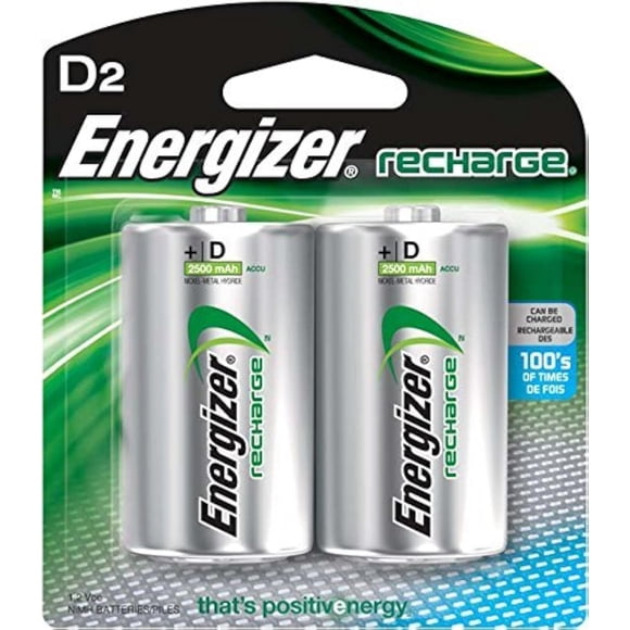 Pilas recargables Energizer D, paquete de 3 unidades, 2 unidades