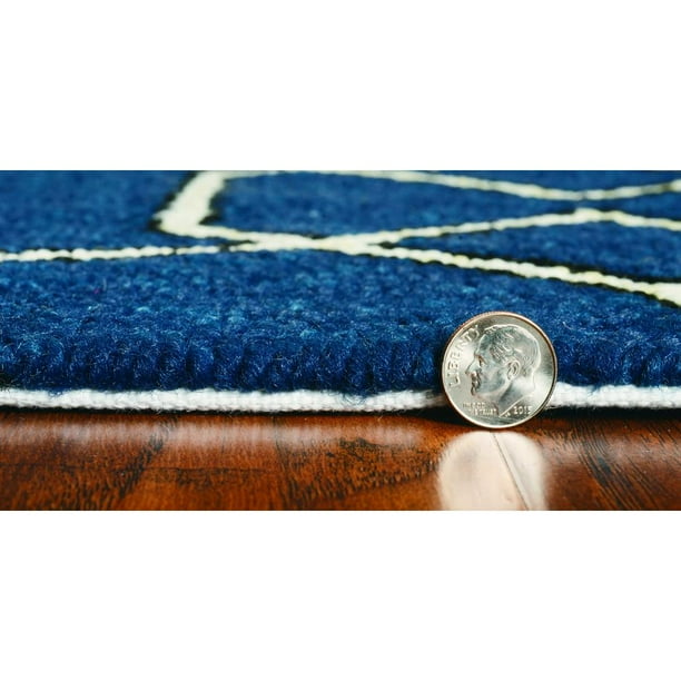 8'X11' Navy Blue Hand Hooked Uv Treated Trellis Indoor Outdoor Area Rug 8'X11' Navy Blue Hand Hooked Uv Treated Trellis Indoor Outdoor Area Rug