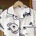 thumbnail image 4 of KPOPLK Girls Pjs Outfit Toddler Girl 2 Piece Button Down Cute Print Short Sleeve & Shorts Pjs Set Soft Fun Sleepwear for Kids Clothes Size 6-7 Years,White, 4 of 5