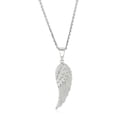 thumbnail image 1 of Argent Sterling avec Grand Pendentif Aile d'Ange Texturé Taille 18 Pouces, 1 of 3