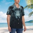 thumbnail image 2 of KLL Men's Hawaiian Shirt Short Sleeve Button Down Beach Shirts-Moody Ram Portrait, 2 of 5