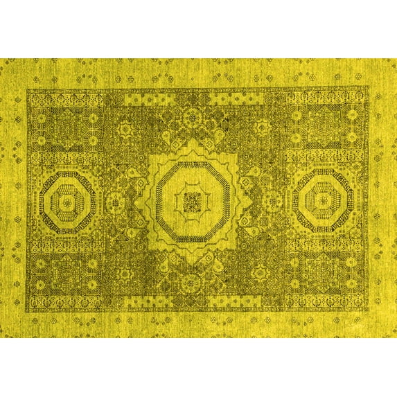 Ahgly Company Indoor Rectangle Abstract Yellow Modern Area Rugs, 8' x 12'