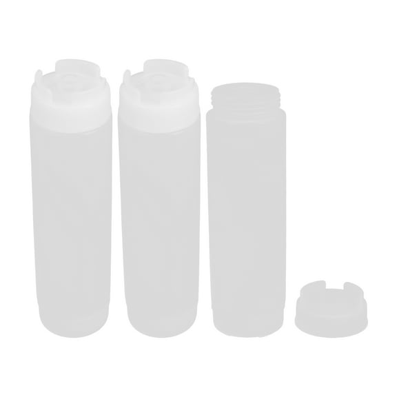 ADDHAT White Squeeze Bottles Set of 3, 8.7 x 2.0 x 2.0 Inches, Reusable Condiment Dispenser Bottles for Kitchen