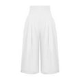 thumbnail image 3 of CZHJS Womens High Waist Comfy Summer Beach Pants Casual Loose Flowy Solid Color Straight Leg Boho Capris Hiking Pants for Ladies White L, 3 of 4