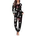 thumbnail image 2 of Renewold Family Pajames Matching Sets Christmas Snowflake Candy Canes PJ Athletic Clothing for Women 2 Pieces Stretchy Scoop Neck Pjs Lingerie Size L, 2 of 5